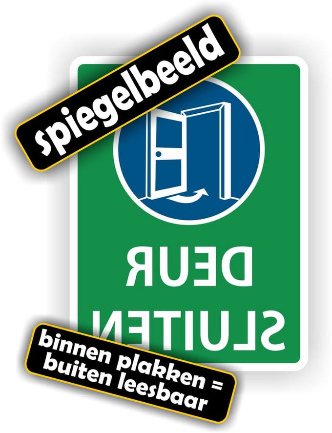 Jerma - Spiegelbeeld Raamsticker - Deur Sluiten - 15x20 cm - Energiebesparend - Vinyl - zelfklevend