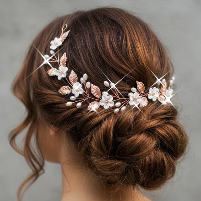 Elegante Bloem Haar Wijnstok met Parel Haaraccessoire Bruiloft Feestelijk