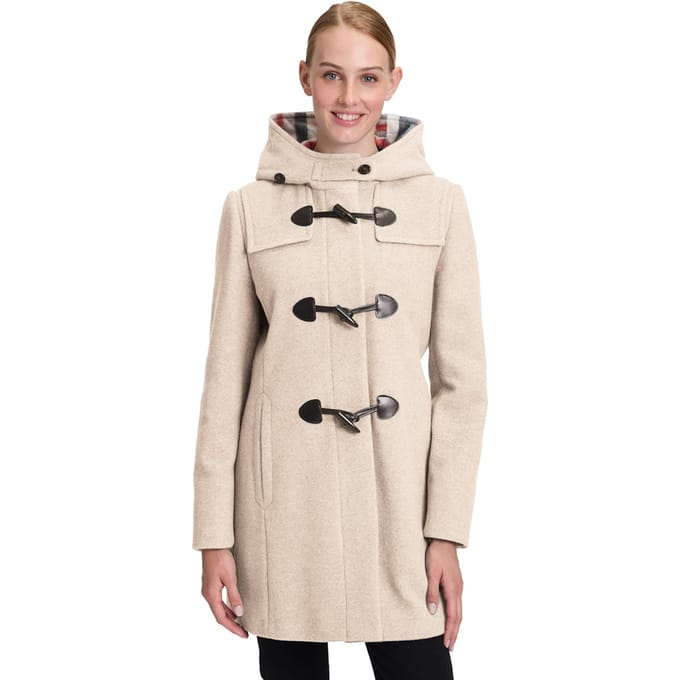 Duffelse coat van wolmix-materiaal - beige / gemêleerd - Gr. 42 van Goldner Fashion