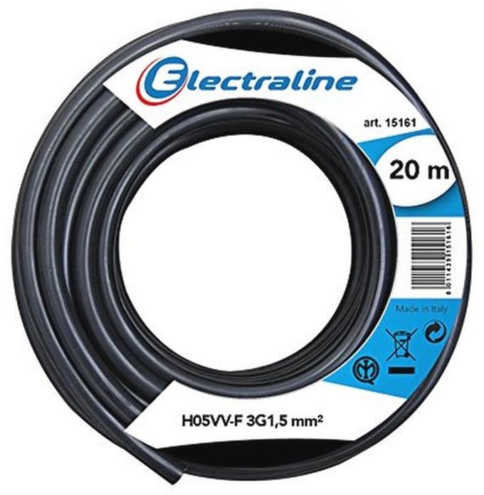 Kabelrol H05VV-F 3G1,5 mm - 20 meter Zwart