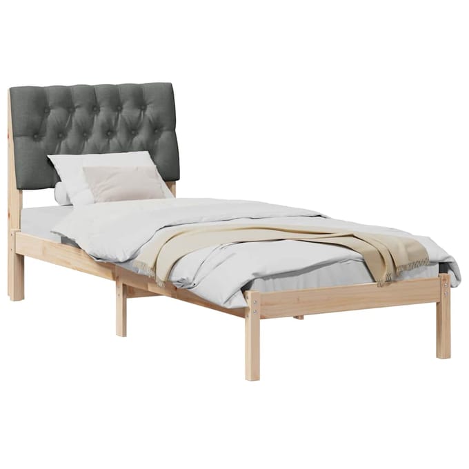 vidaXL - Bedframe - met - Gevoerde - Hoofdbord - Bruin - 75 - x - 190 - cm