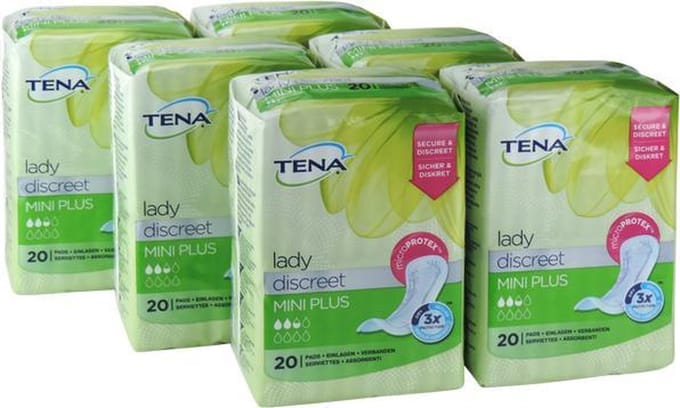 Tena Lady Discreet Inlegger - Mini Plus - 6 x 20 Stuks