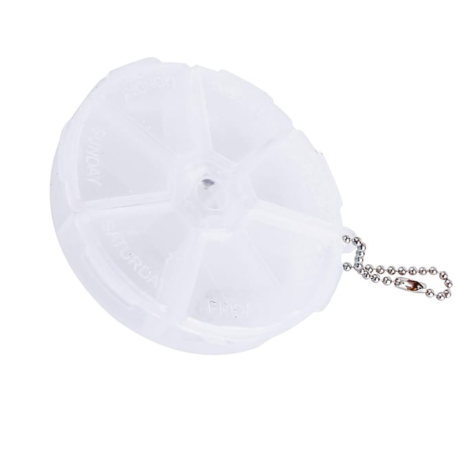 Mini 7 Dagen Wekelijkse Pillendoos Dispenser Organizer Container Ronde Tabletten Pillenhouder white