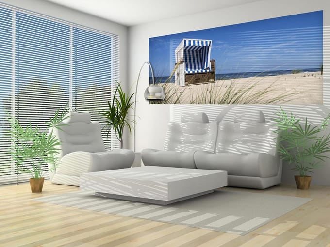 Beach Roofed Beach Chair Sea Photo Wallcovering