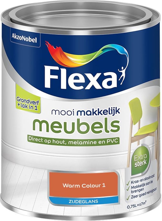 Flexa - Mooi Makkelijk Meubels Zijdeglans - Warm Colour 1 - Mengverf - 750 Ml