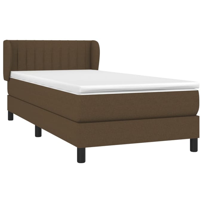 vidaXL - Boxspring - met - matras - stof - donkerbruin - 90x200 - cm