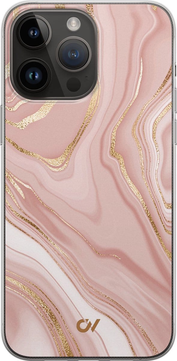 Hoesje geschikt voor Apple iPhone 14 Pro Max - Rose Marble - - Roze - Apple - Casevibes