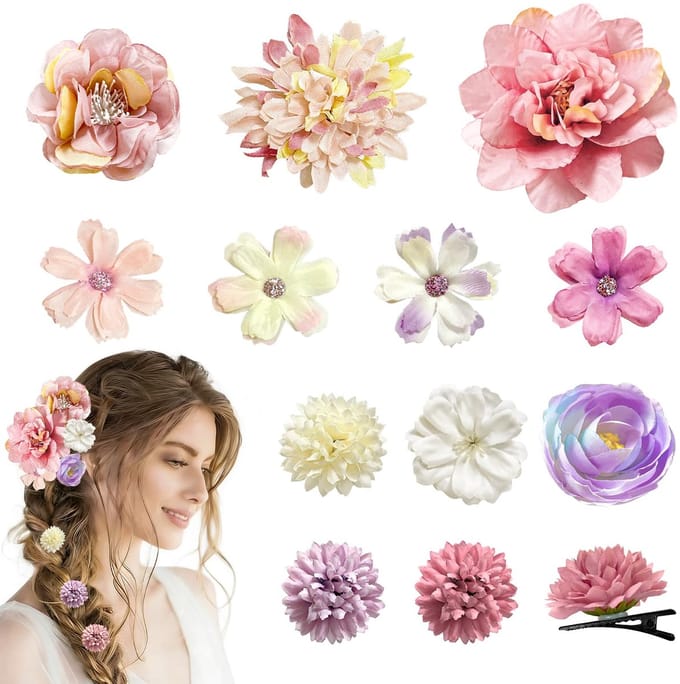 Haarspeld bloem haaraccessoires (12*roze; paars)