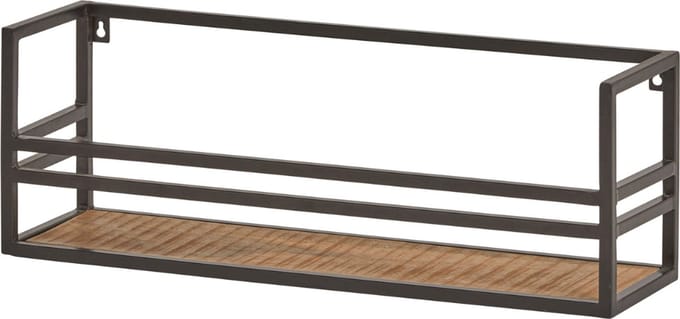Wandplank Hout Zwart Metaal