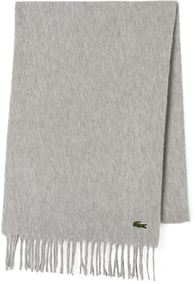 Lacoste sjaal wol met kasjmier - unisex gewoven sjaal - grijs melange
