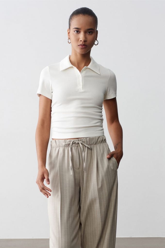 Dames Crop Slim Fit Polo T-shirt