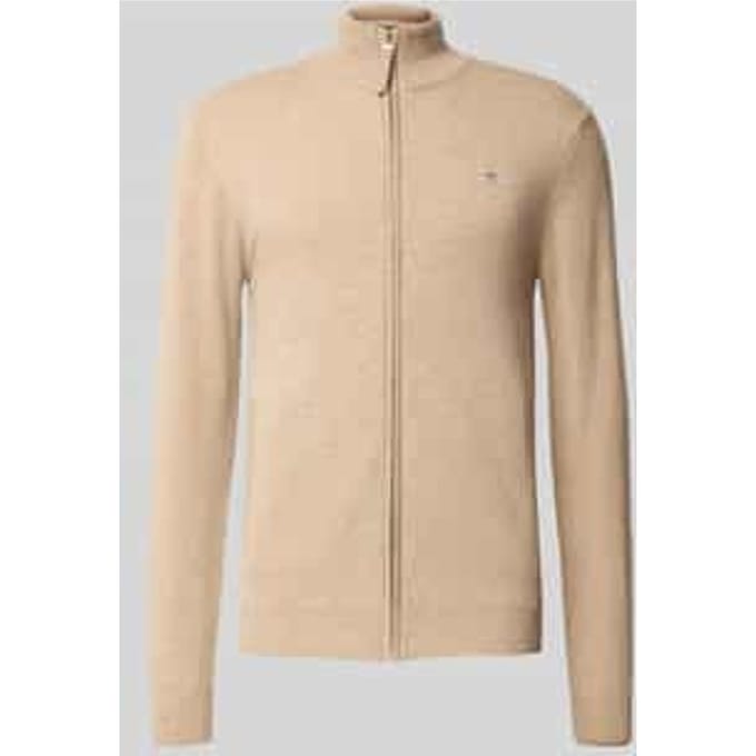 Gant Vest Superfine Lambswool Zip Cardigan Dark Sand Melange / male