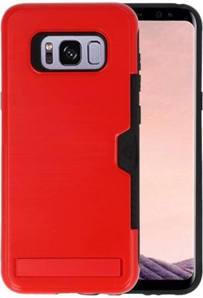 Rood Tough Armor Kaarthouder Stand Hoesje voor Samsung Galaxy S8 Plus
