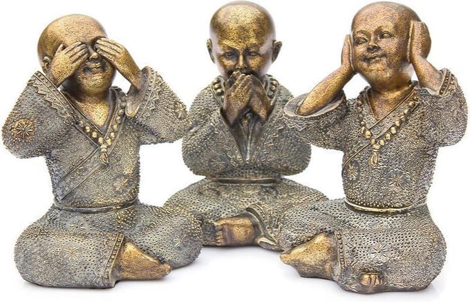 Horen zien zwijgen beeldjes monnik brons | GerichteKeuze