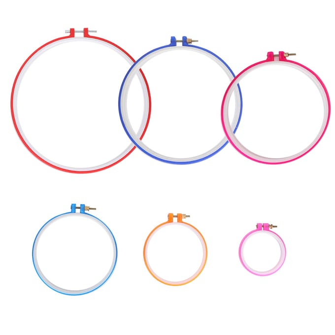 Borduurringen Plastic Cirkel Kruissteek Frame Set Verstelbare DIY Naaigereedschap white