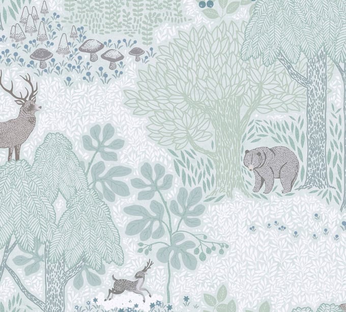 BETOVEREND BOS BEHANG | Bosdieren - Bruin Groen Wit - A.S. Création Lilly & Luis