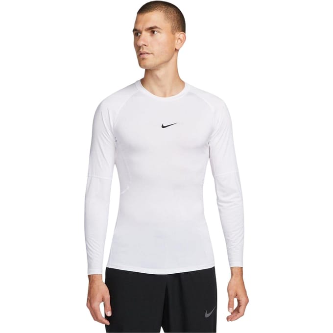 Nike Heren Pro Lettering Print Athletic Base Layer Top (Wit, Zwart)
