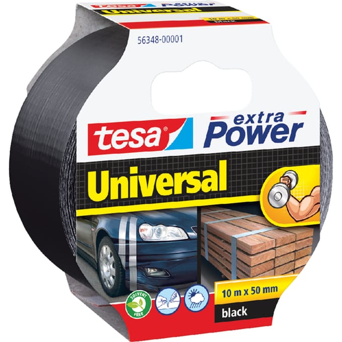 Tesa Extra Power Universal - Duct Tape - 10 m x 50 mm - Zwart