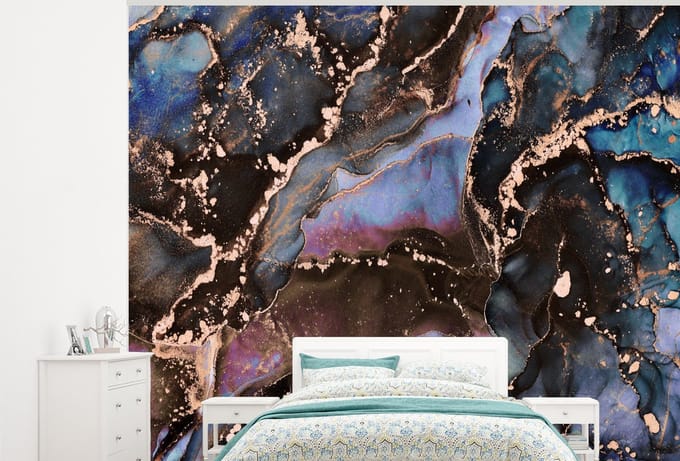 Behang - Fotobehang Marmer - Goud - Rosé - Breedte 325 cm x hoogte 260 cm