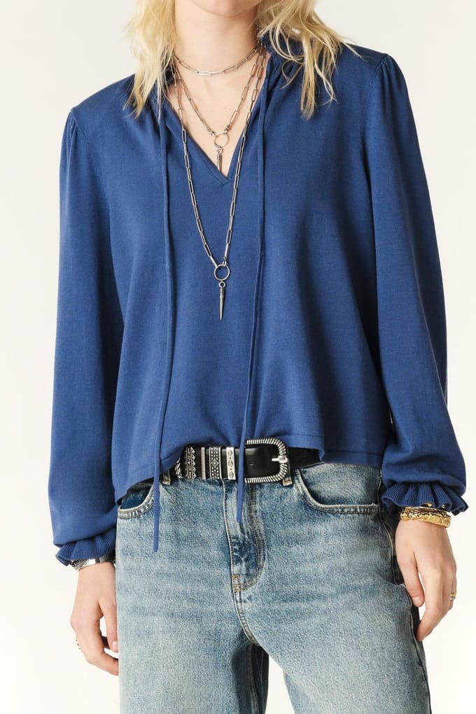 BA&SH Pull Sisol Bleunuit Größe: M | Longsleeves Outlet | Damen