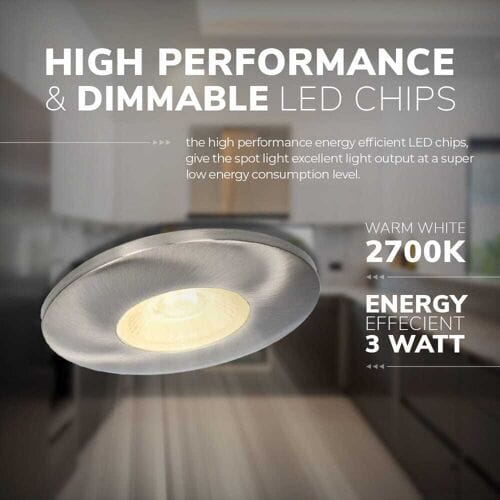 HOFTRONIC Pavo LED Inbouwspot Plat - 3W 300lm - 2700K - RVS