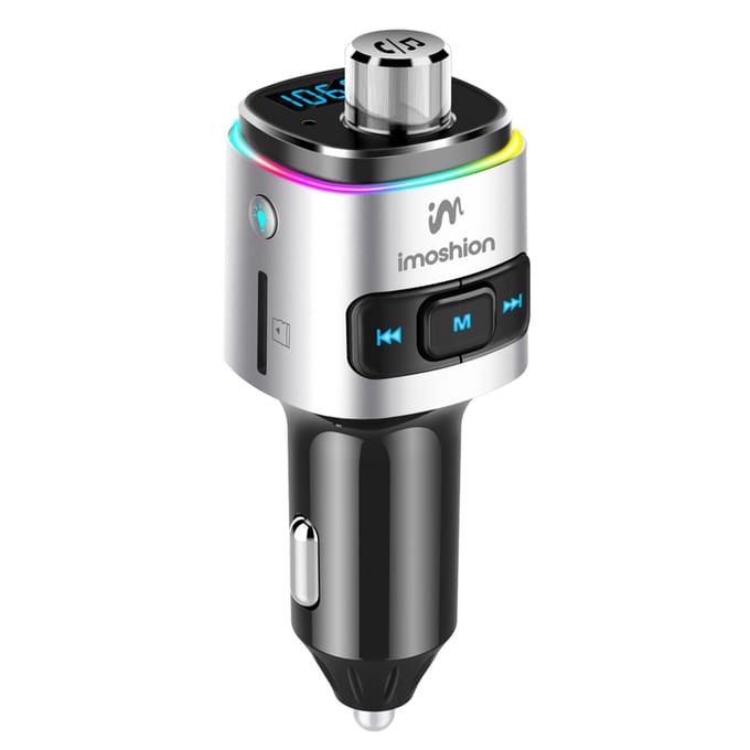 imoshion Bluetooth FM Transmitter - Snellader USB-C - Autolader USB-A - Bluetooth Receiver Carkit - Zwart / Zilver