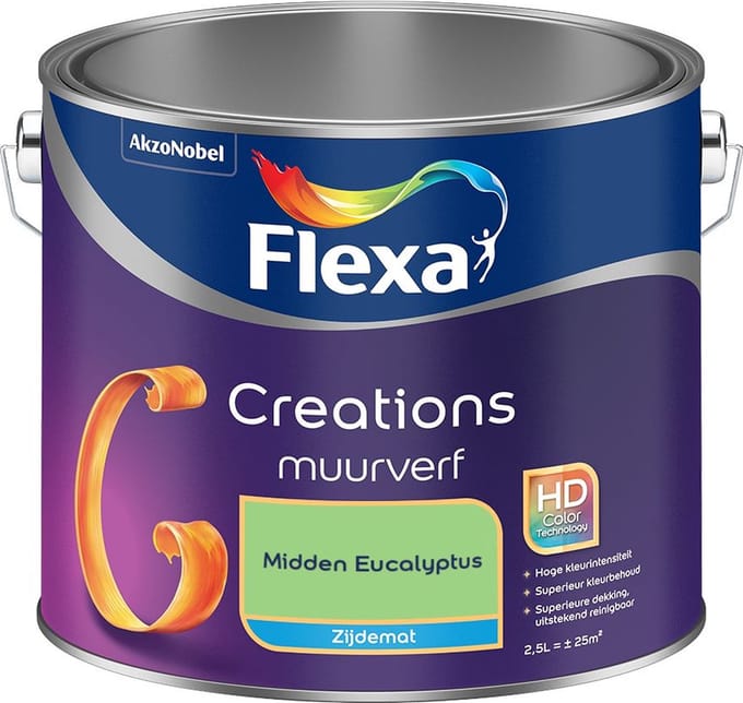 Flexa - Creations Muurverf Zijdemat - Midden Eucalyptus - Mengverf - 2,5 L