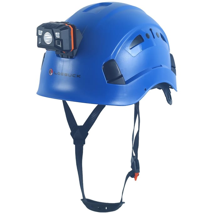 Casque de sécurité LOEBUCK avec lunettes et phare LED, Casque de protection industriel pour travaux de construction 53-64cm