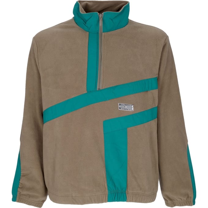 Assortiment herensweatshirt van polarfleece met kwartrits en col, olijfgroen