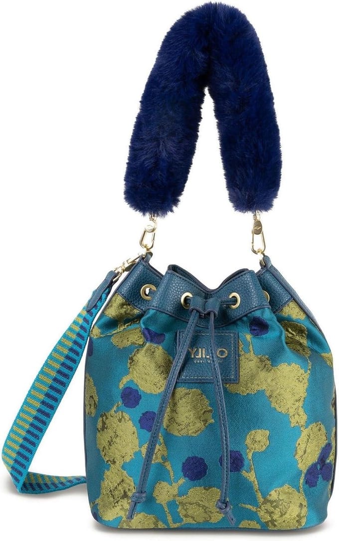 Drawstring Tas - Schoudertas - Dagelijks Gebruik - Verstelbare Band - 21 x 21 x 13 cm - Blauw/Olijf