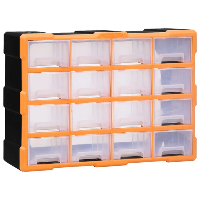 vidaXL - Organiser - met - 16 - medium - lades - 52x16x37 - cm