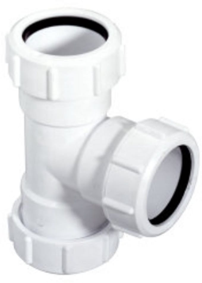 McAlpine T-stuk 90° - 40 mm x 25 mm x 40 mm - 3x Klemaansluiting - Wit - Artikel 0052820