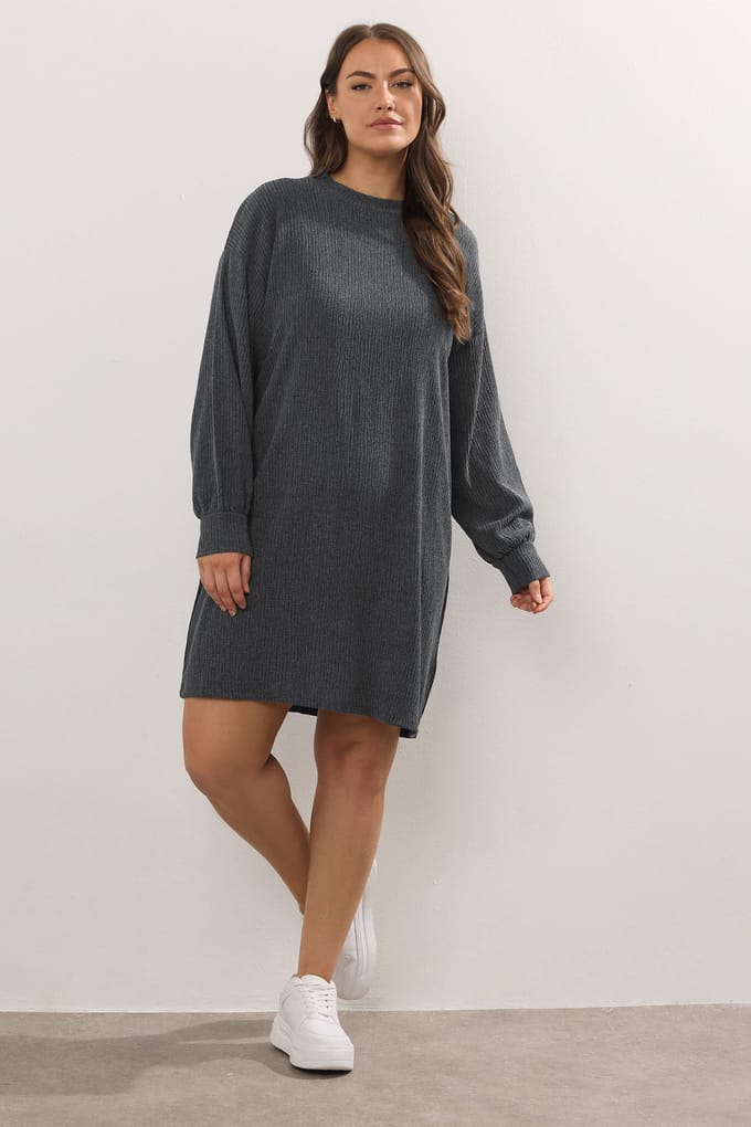 Yours Antracietgrijze Getextureerde Tuniekjurk Ss26 Size 48