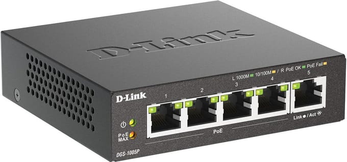 5-poorts Gigabit PoE+ Switch - Desktop Switch met 4 PoE+ Poorten, 60W Vermogensbudget, Geruisloos