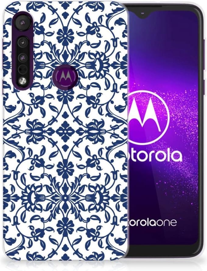 Motorola One Macro TPU Case Flower Blue