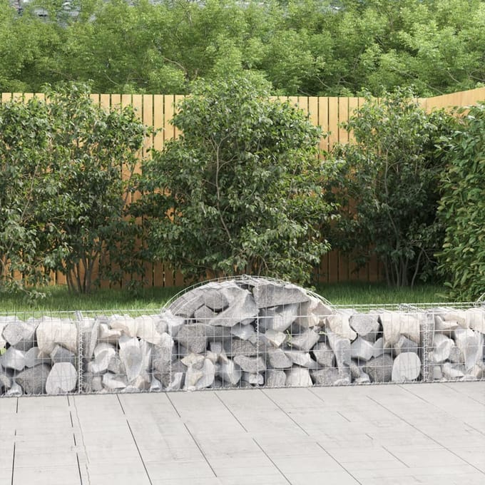 vidaXL - Schanskorven - 3 - st - gewelfd - 200x50x40/60 - cm - gegalvaniseerd - ijzer