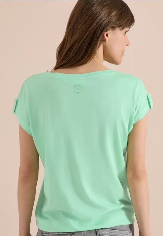 Shirt met ronde hals en omslagdetail