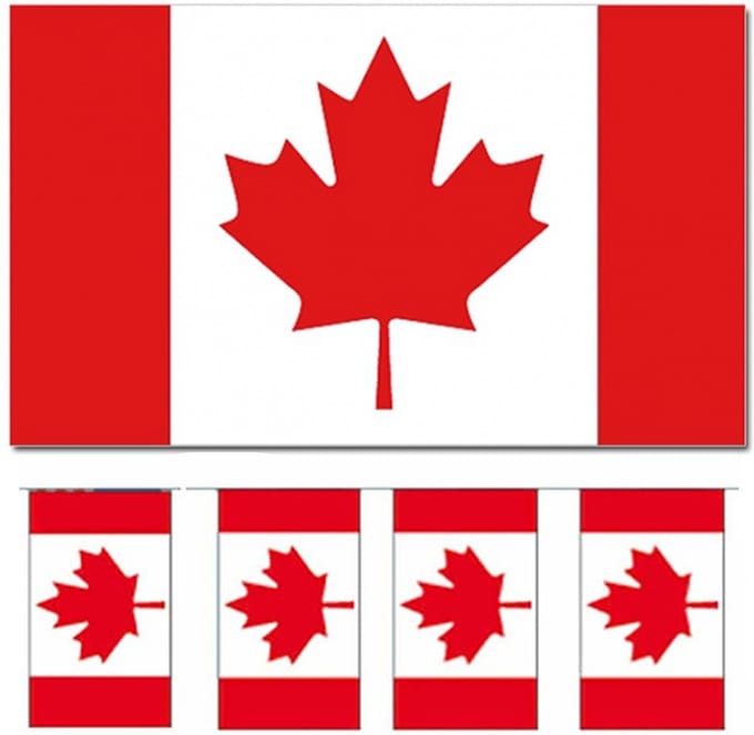 Bellatio Decorations - Vlaggen versiering set - Canada - Vlag 90 x 150 cm en vlaggenlijn 4 meter