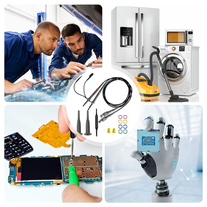 Oscilloscoopsonde met accessoireset 100 MHz oscilloscoop-clipsondes grijs