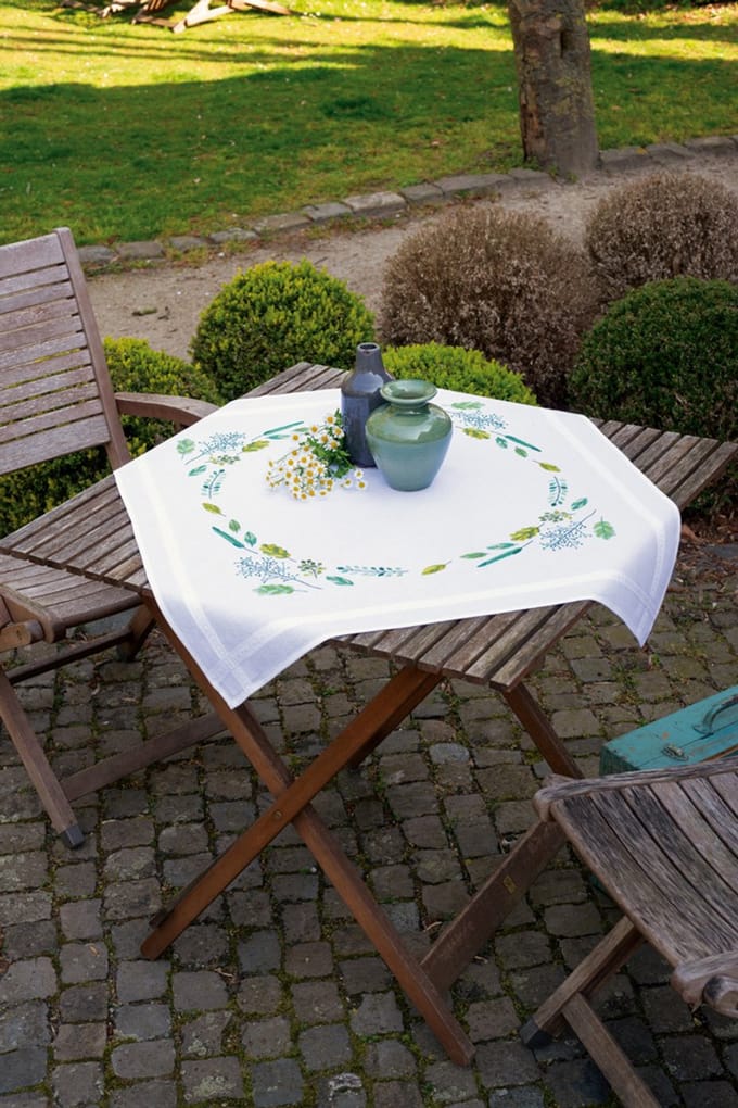 Tafelkleed kit Blaadjes en grassen - Vervaco - PN-0170838