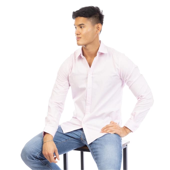 Peter Werth Heren Regular Shirt Met Lange Mouwen (Roze)