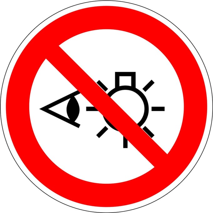 Niet in lichtbron kijken bord - kunststof - P075 100 mm