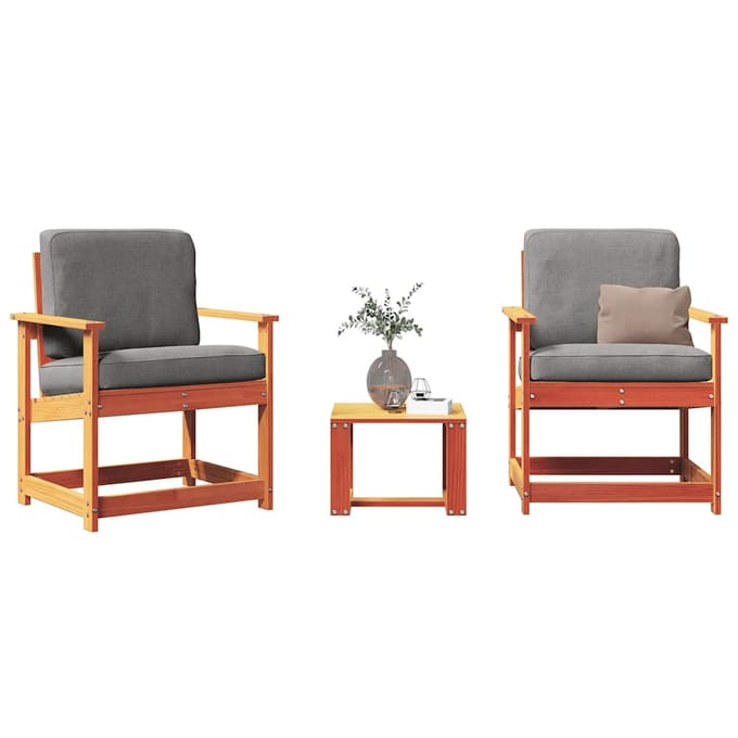 vidaXL - 3-delige - Loungeset - massief - grenenhout - wasbruin