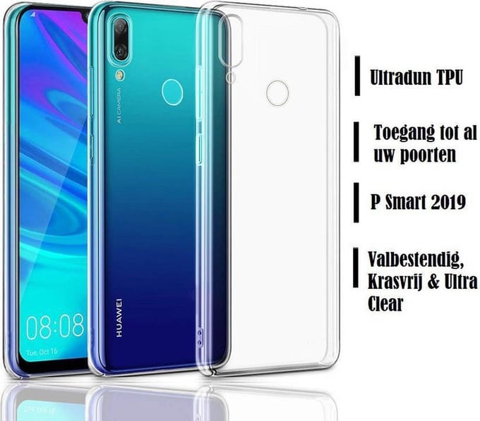 DrPhone P Smart 2019 TPU Hoesje - Transparant Ultra Dun Premium Soft-Gel Case - Transparant