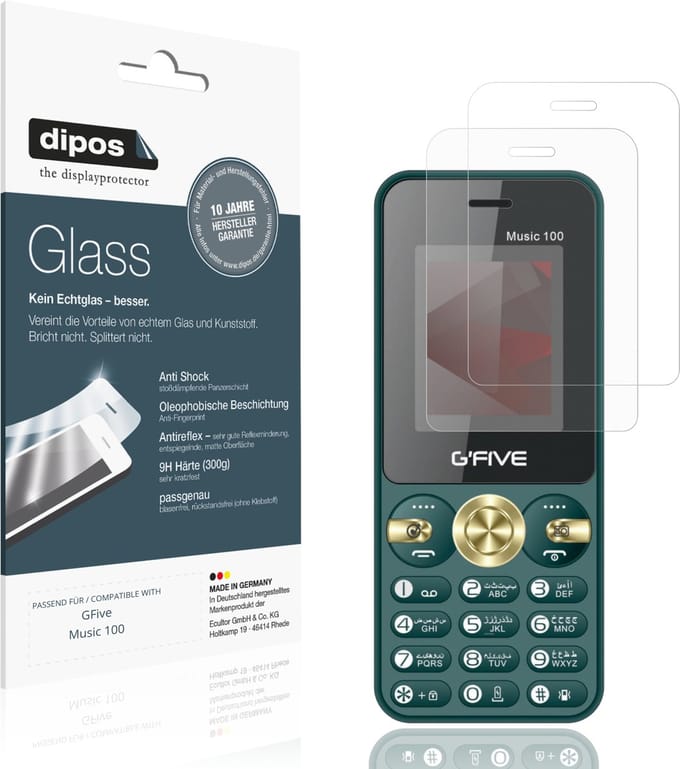 dipos – 2x Matte Pantserfolie geschikt voor GFive Music 100 | 9H Screenprotector