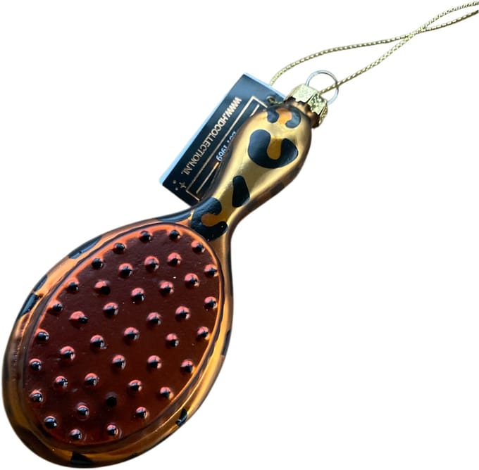 Hd Collection kerstornament hairbrush leopard bruin