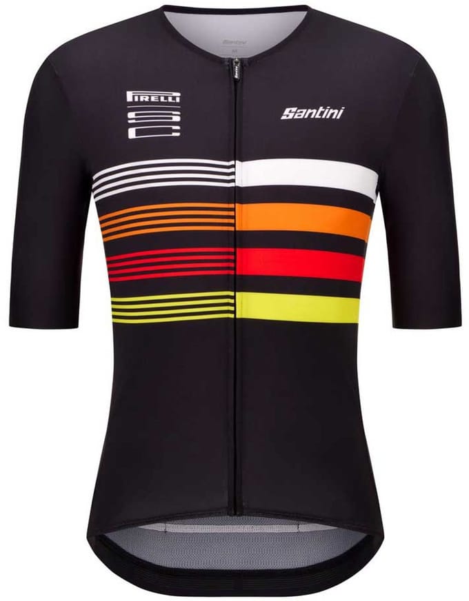 Santini Pirelli Tape Korte Mouw Wielertrui Zwart L