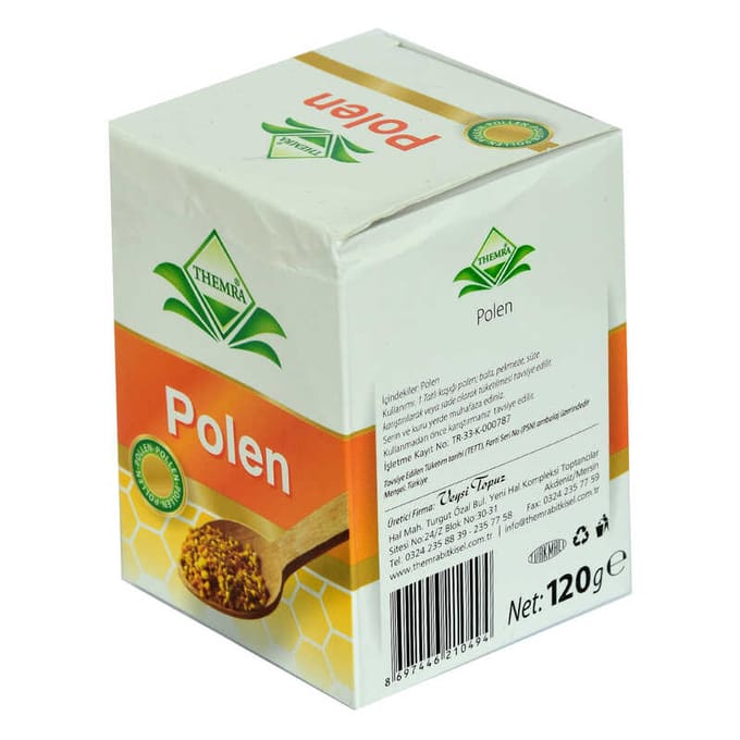 Pot en verre naturel de 120g de pollen d'abeille