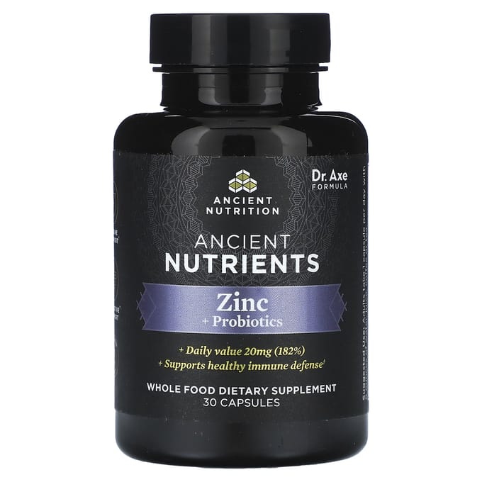 Ancient Nutrition, Zinc + Probiotique, 30 Capsules
