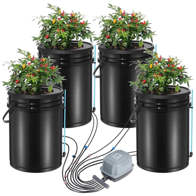 DWC Hydroponics Kweeksysteem Diepwatercultuur met Top Druppel 4 Bakken
